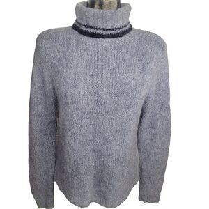 Vintage L'Equipe Blue Mohair Blend Knit Cabincore Turtleneck Sweater S